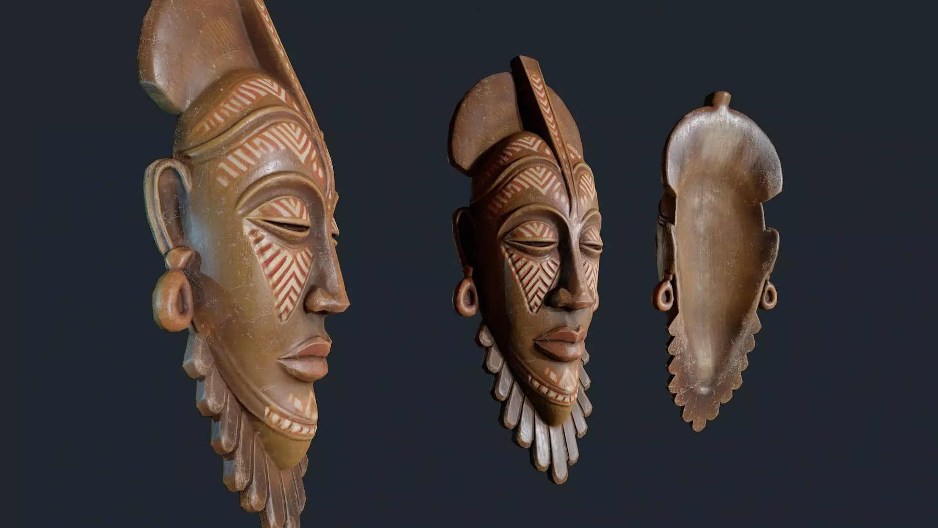 African Decor Mask 8 Low-poly 3D model_3
