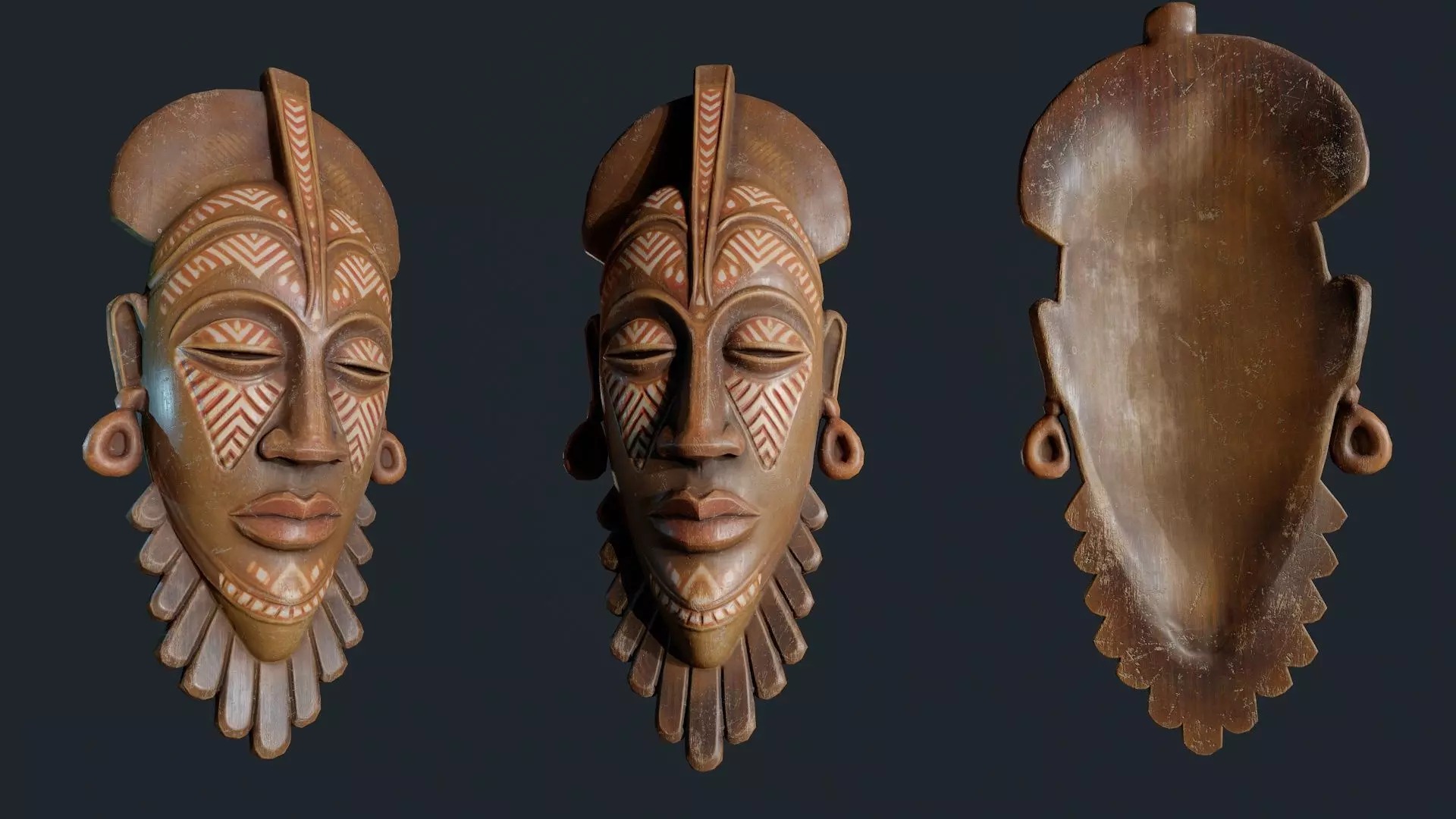 African Decor Mask 8 Low-poly 3D model_1