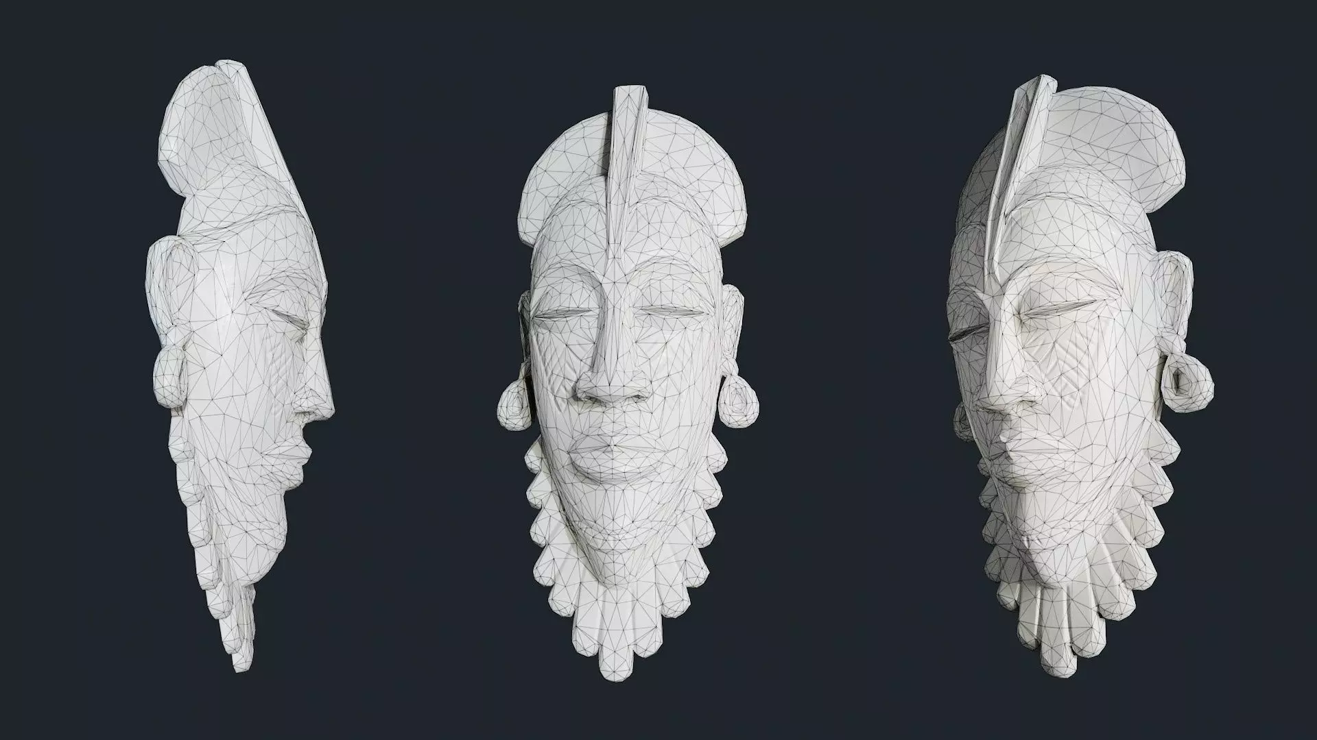 African Decor Mask 8 Low-poly 3D model_6