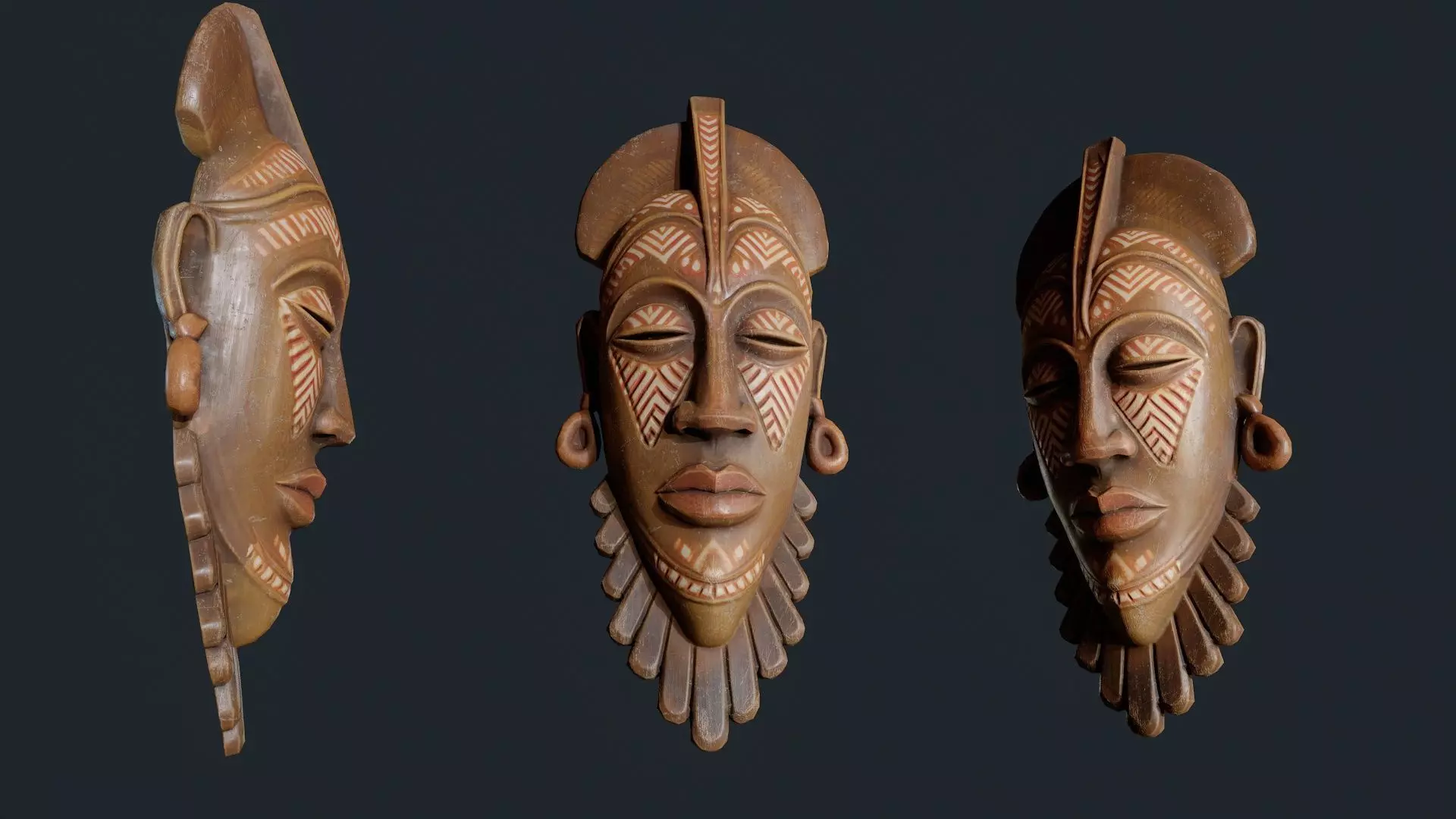 African Decor Mask 8 Low-poly 3D model_5