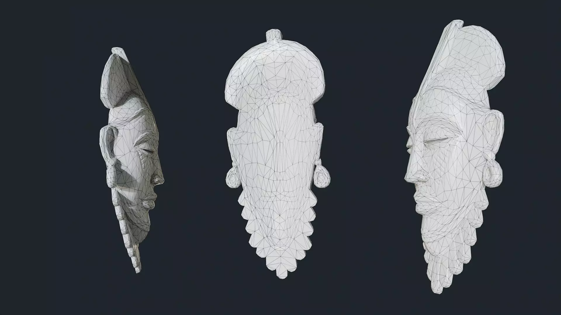 African Decor Mask 8 Low-poly 3D model_7