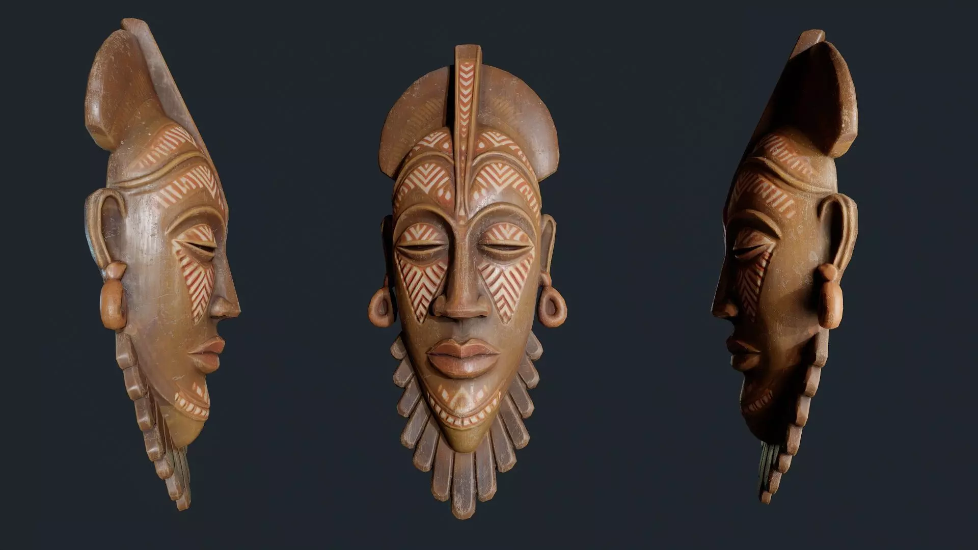 African Decor Mask 8 Low-poly 3D model_4