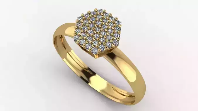 Hexagonal cluster ring with 37 brilliant