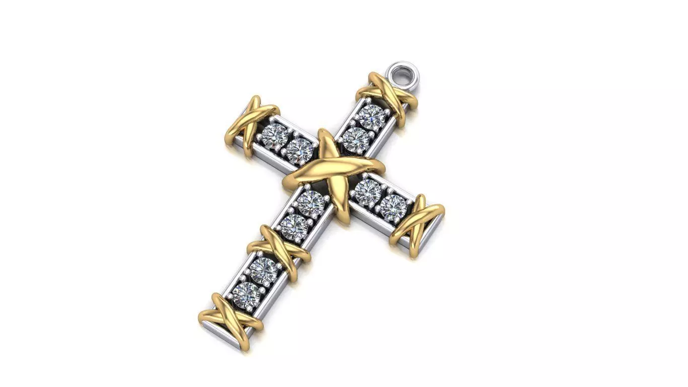 Cross pendant with knots 3D print model_0