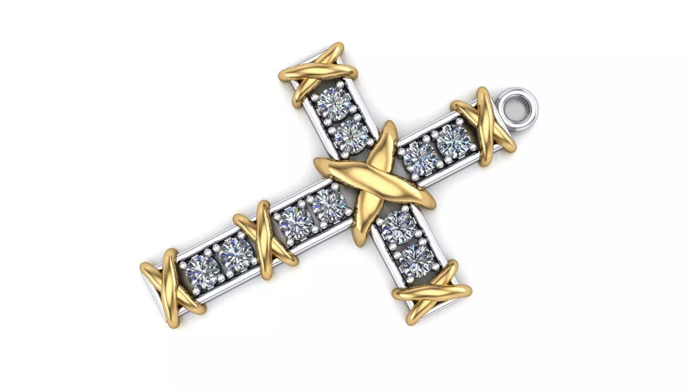 Cross pendant with knots 3D print model_1