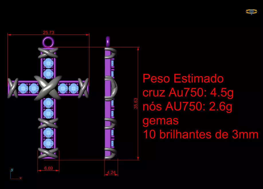 Cross pendant with knots 3D print model_3