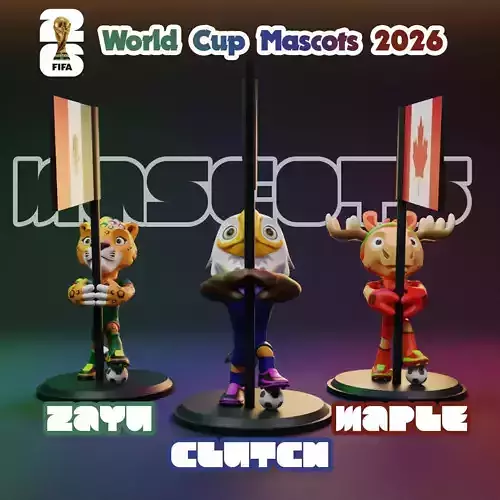 2026 World Cup Mascot Pack with Flags - Zayu - Clutch - Maple