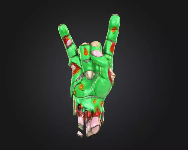 Zombie Rock Hand Low-poly 3D model_0