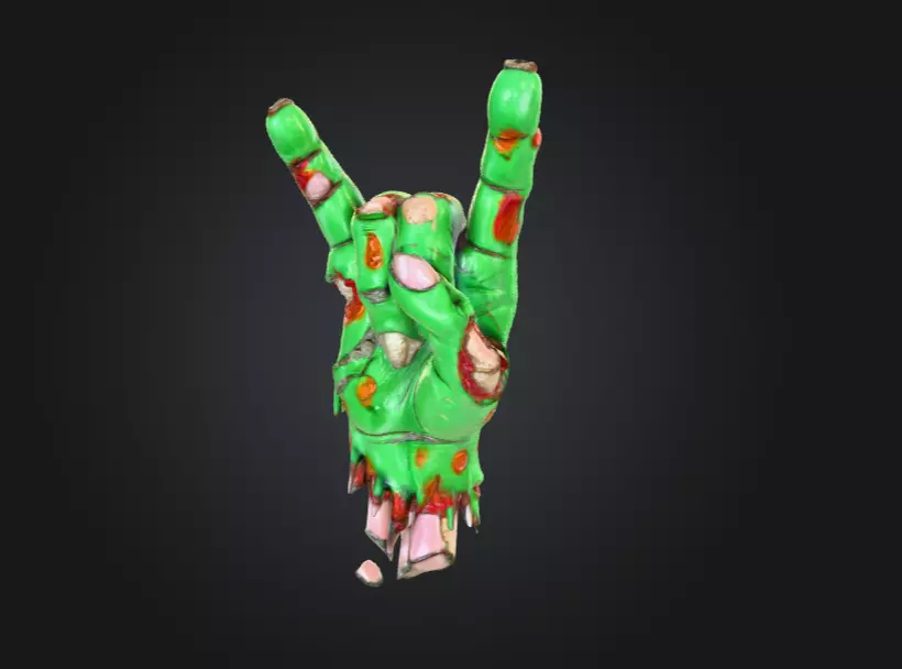 Zombie Rock Hand Low-poly 3D model_1