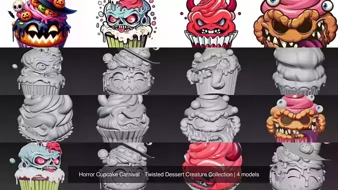Horror Cupcake Carnival - Twisted Dessert Creature Collection