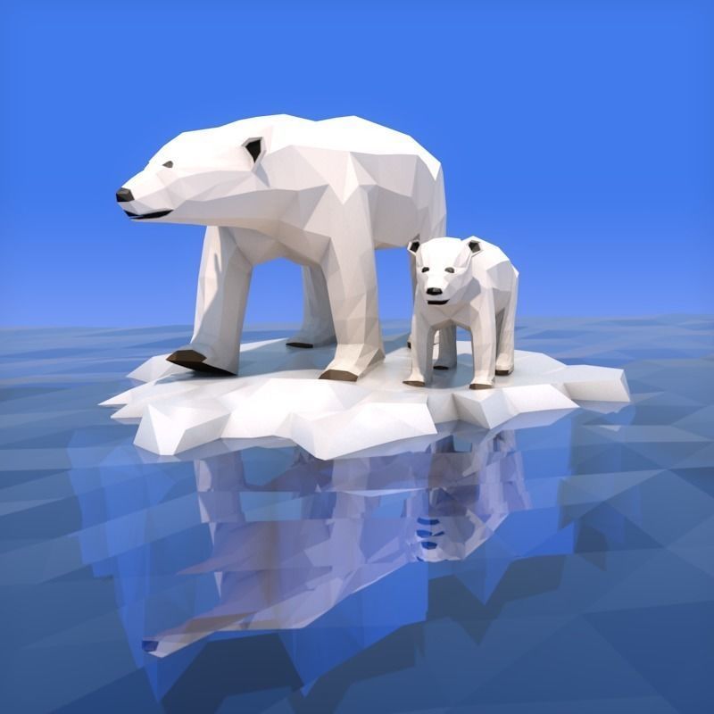 Low Poly Polar Bear Low-poly 3D model_1