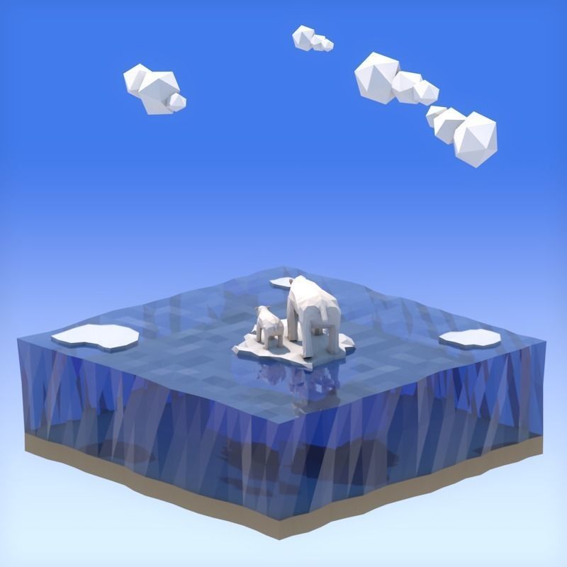 Low Poly Polar Bear Low-poly 3D model_3