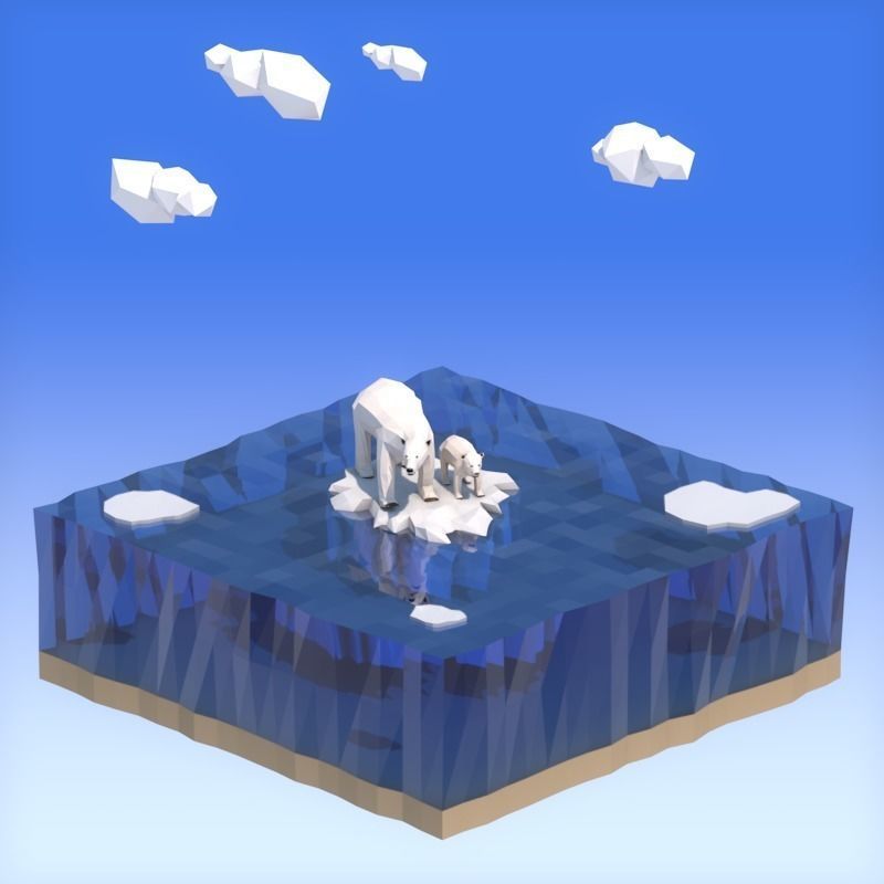 Low Poly Polar Bear Low-poly 3D model_2