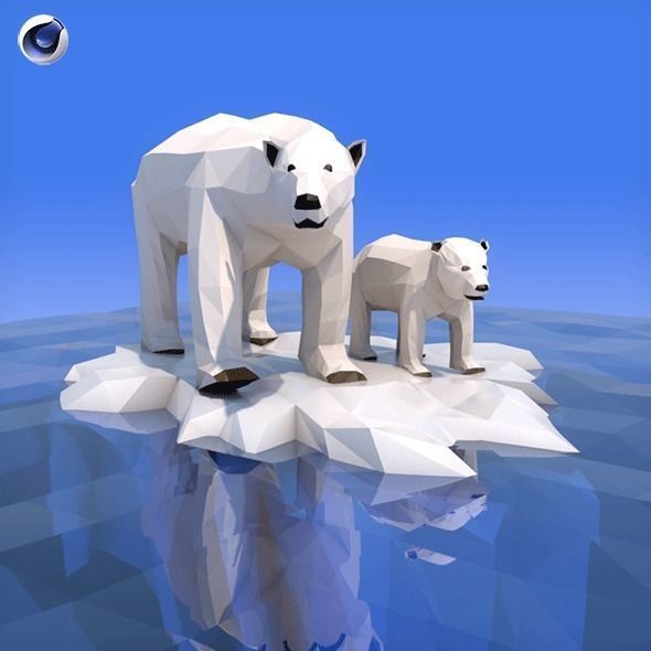 Low Poly Polar Bear Low-poly 3D model_0