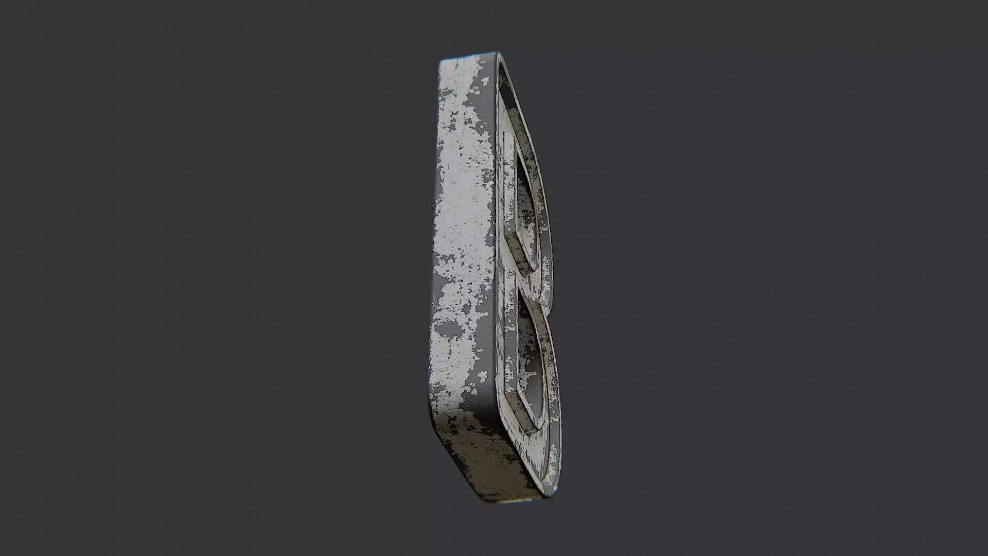 Cyrillic Letter B Sign Rustic Metal Decor Low-poly 3D model_5