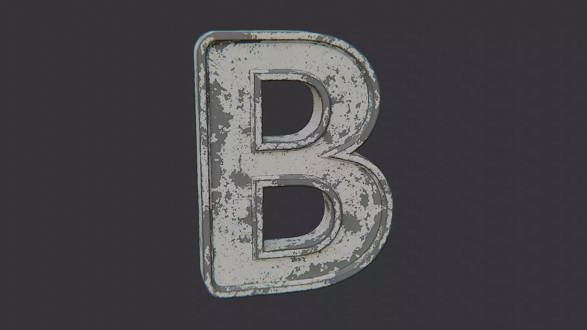 Cyrillic Letter B Sign Rustic Metal Decor Low-poly 3D model_2