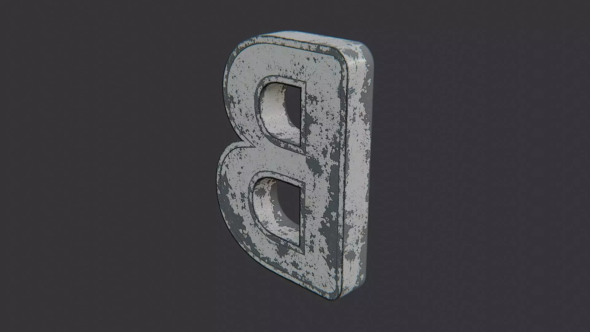 Cyrillic Letter B Sign Rustic Metal Decor Low-poly 3D model_1