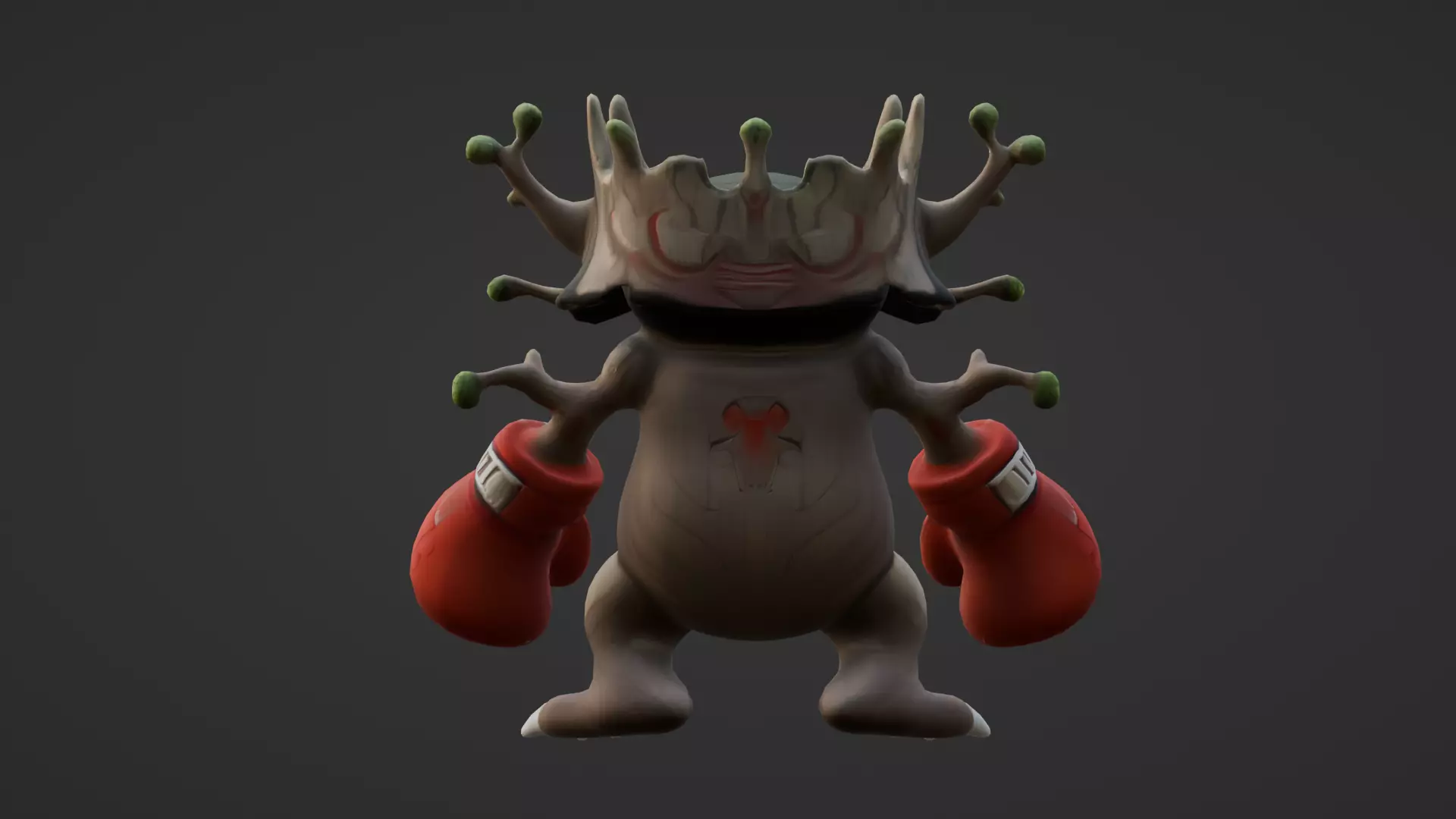 Tree Monster with Boxing Gloves Stylized Cartoon Low-poly 3D model_5