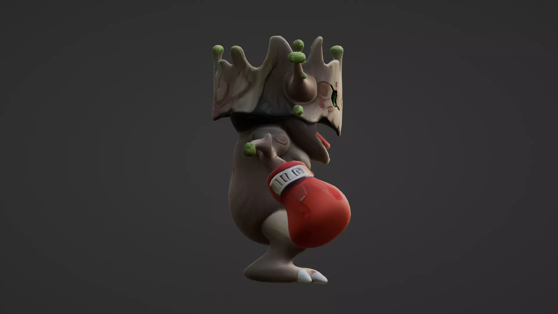 Tree Monster with Boxing Gloves Stylized Cartoon Low-poly 3D model_6