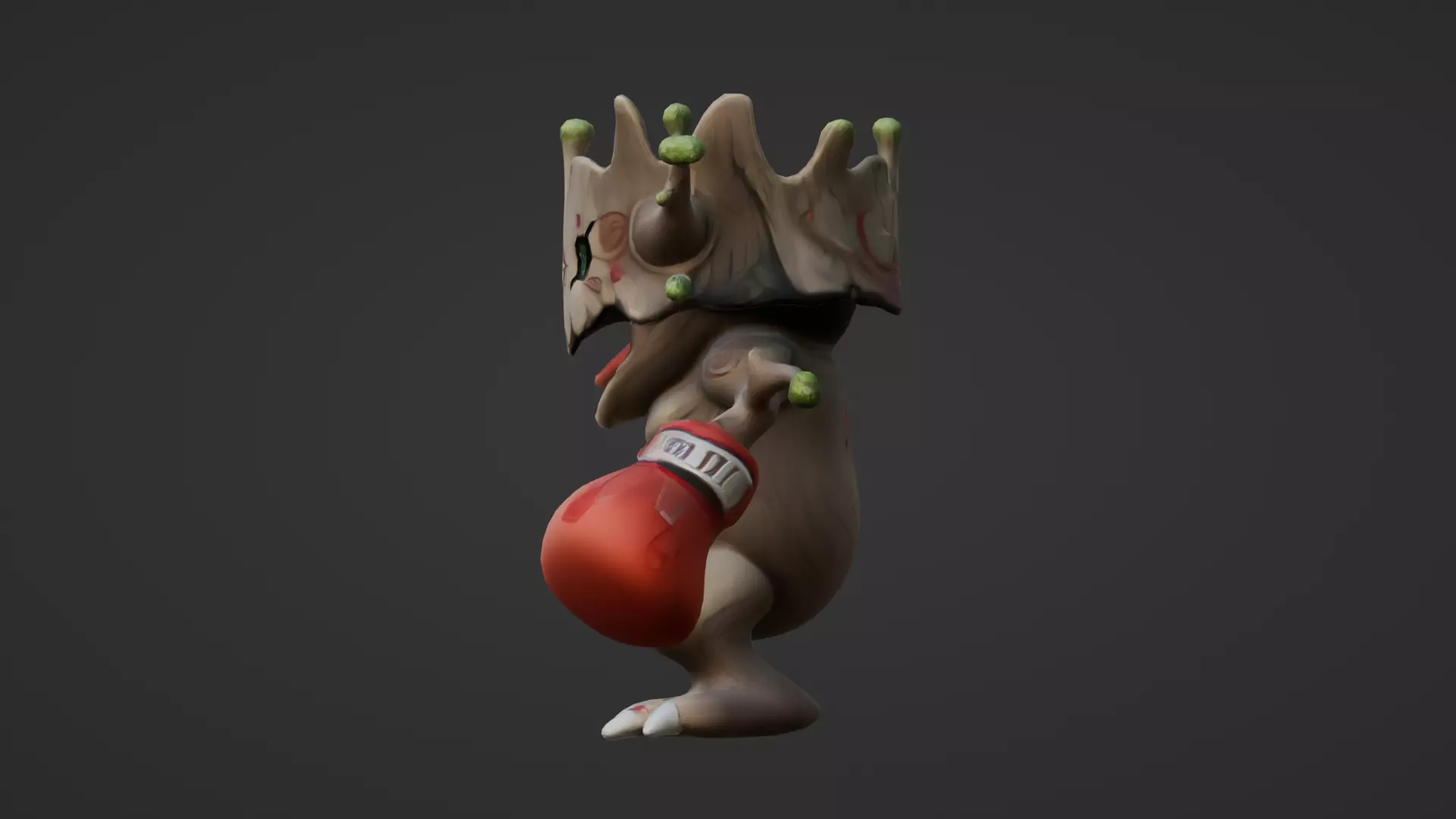 Tree Monster with Boxing Gloves Stylized Cartoon Low-poly 3D model_4