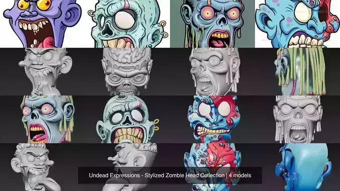 Undead Expressions - Stylized Zombie Head Collection 