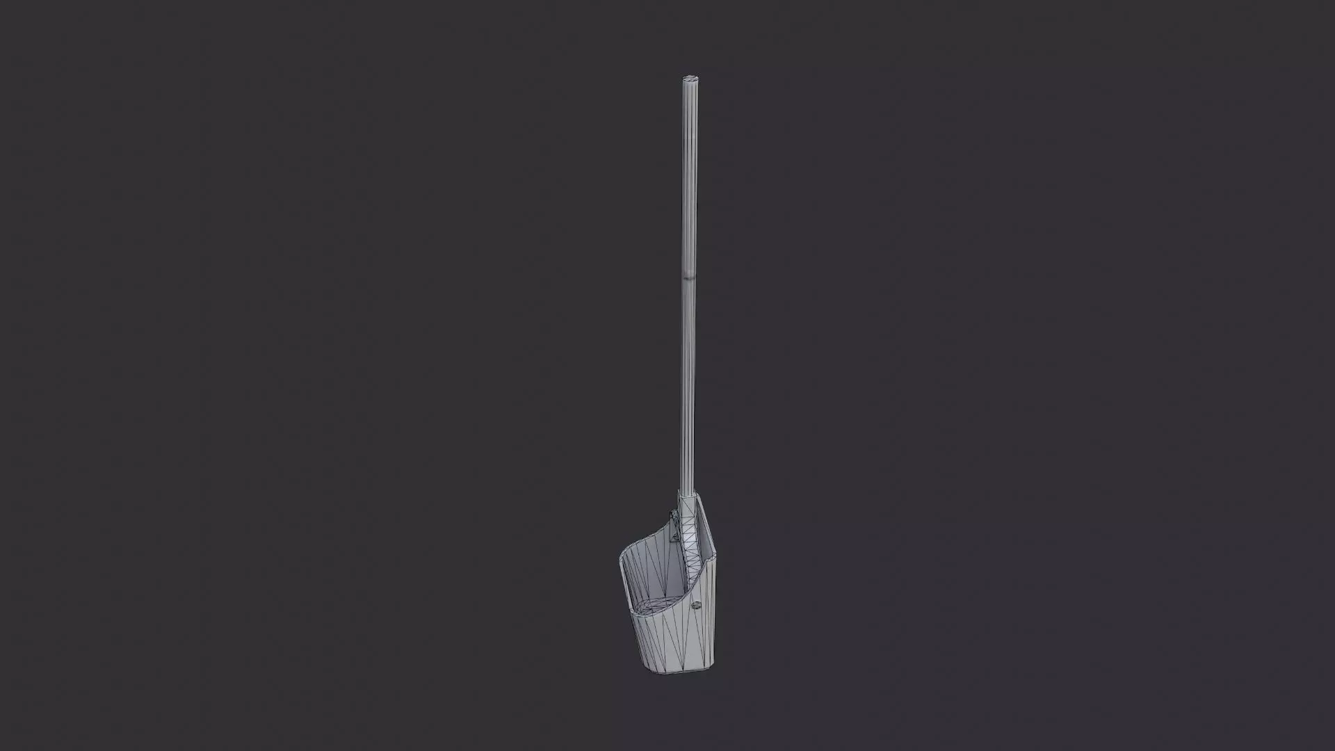 Dustpan with long wooden handle for cleaning Low-poly 3D model_7