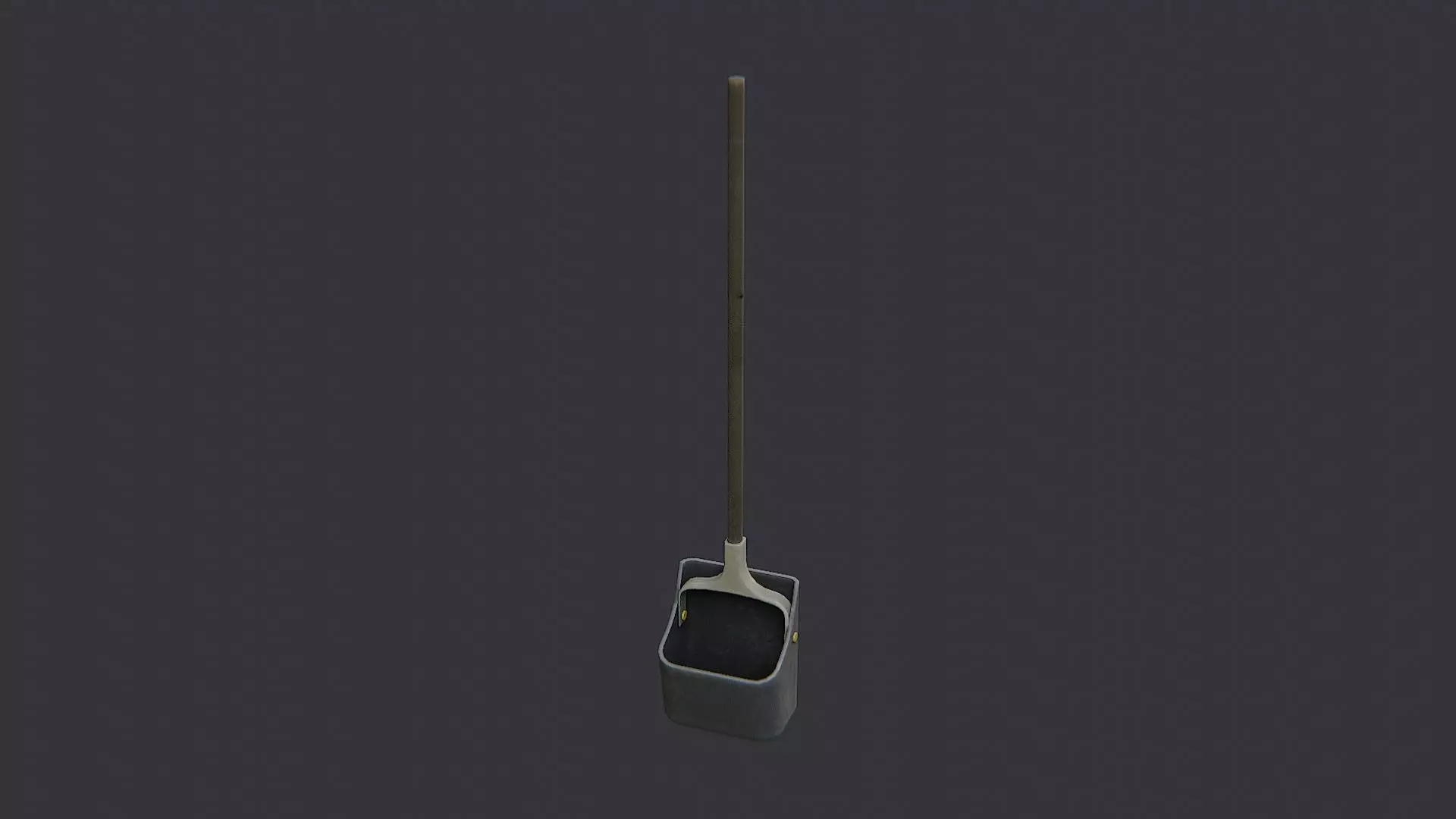 Dustpan with long wooden handle for cleaning Low-poly 3D model_1