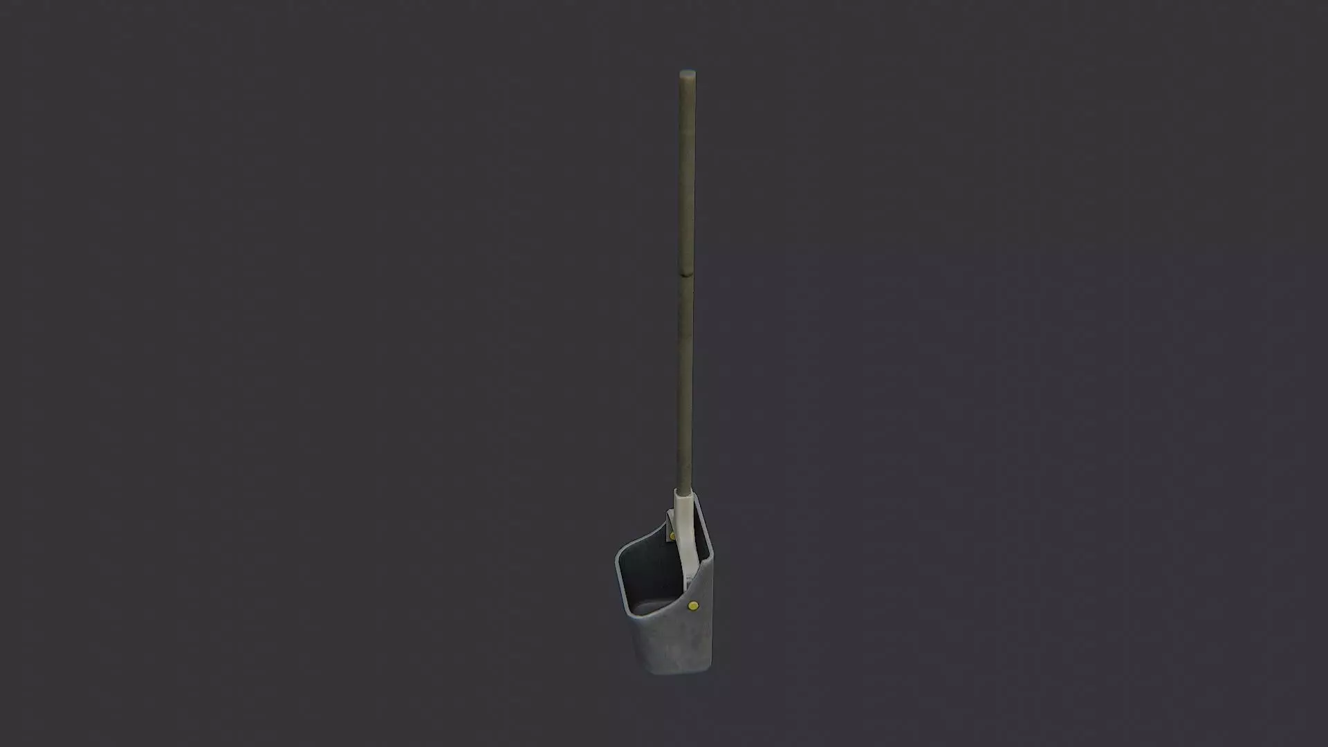 Dustpan with long wooden handle for cleaning Low-poly 3D model_0