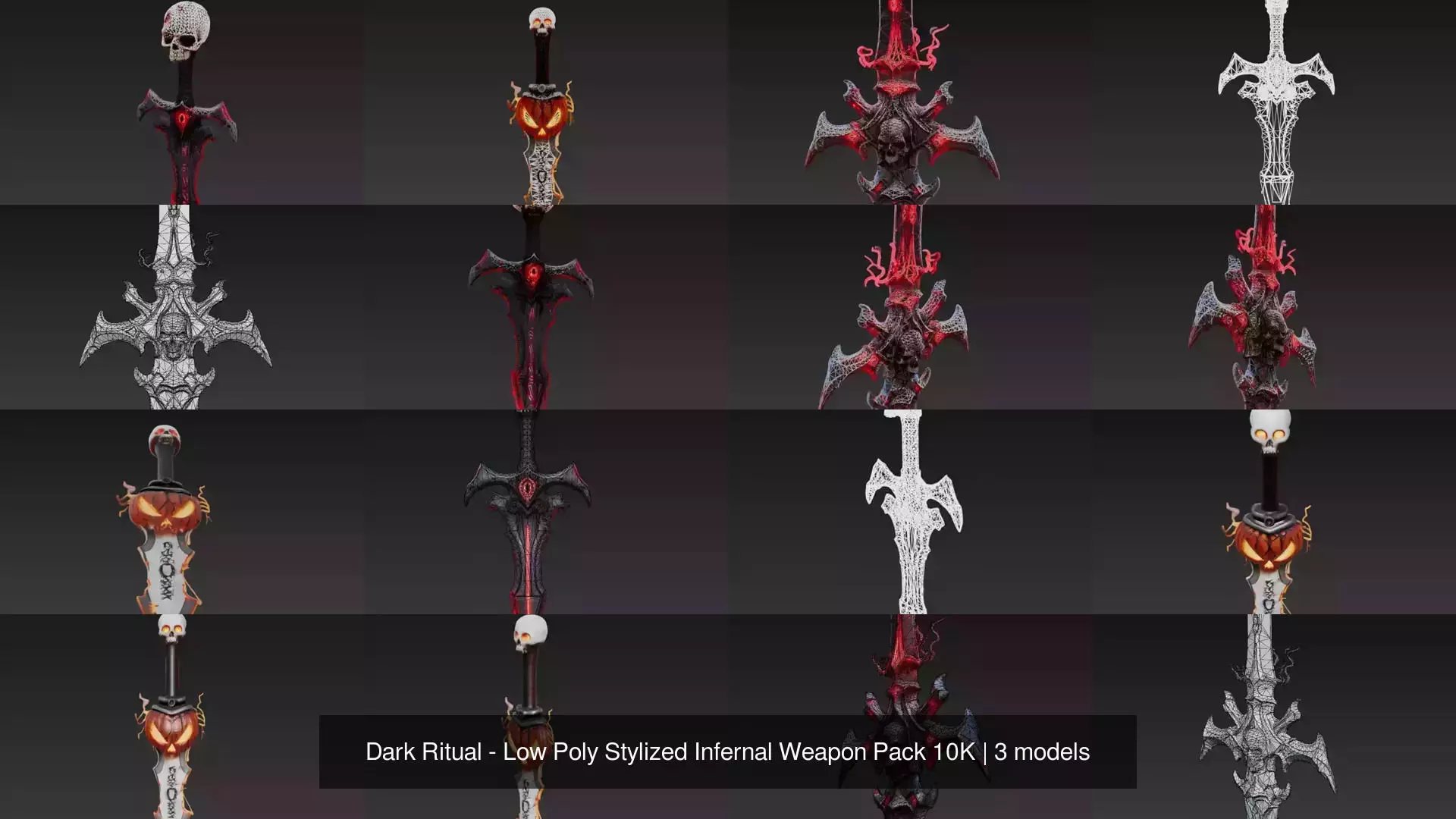 Dark Ritual - Low Poly Stylized Infernal Weapon Pack 10K 3D Model Collection_0