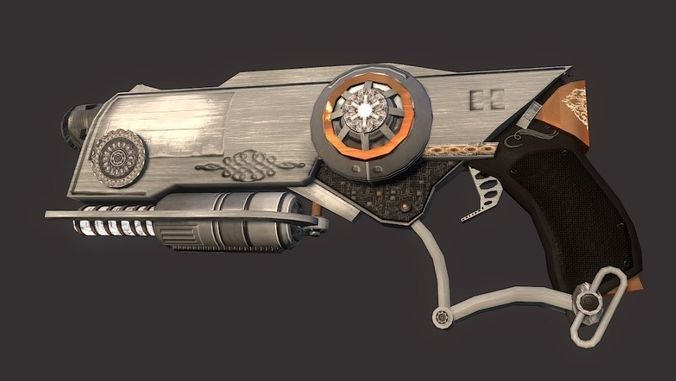 Space-Steampunk-Fantasy Handgun Low-poly 3D model
