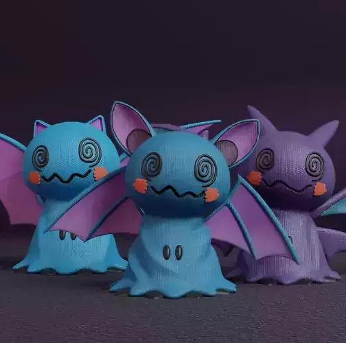 Pokemon - Mimikyu Zubat Golbat and Crobat 3D print model Pokemon - Mimikyu Zubat Golbat and Crobat 3D print model