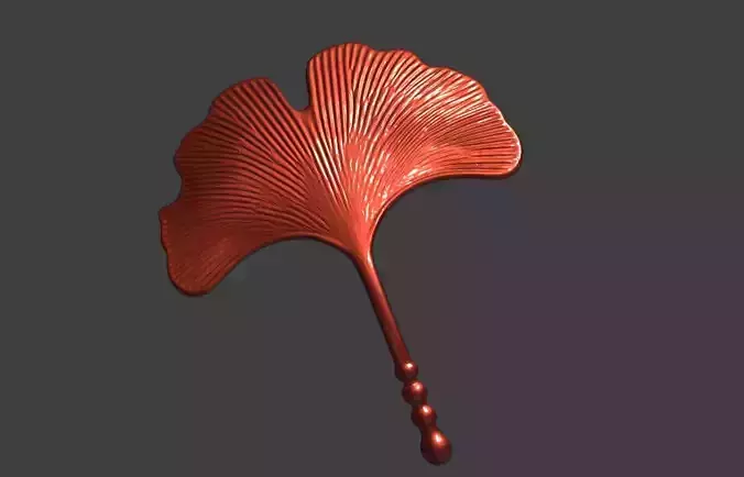 Jewelry design 3D model of Ginkgo leaf STL
