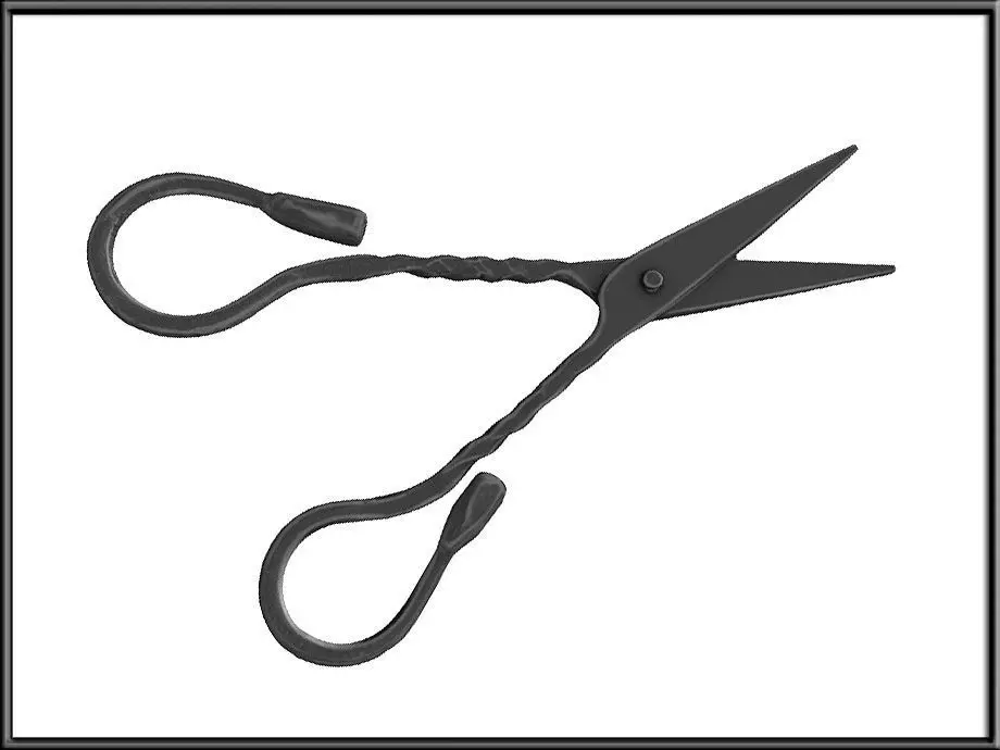 Medieval Wrought Iron Scissors 02 Low-poly 3D model_1