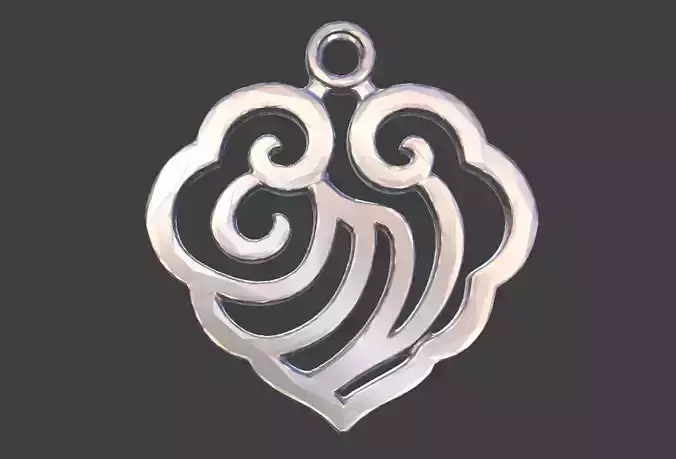 Heart-shaped hollowed-out jewelry pendant 3D design