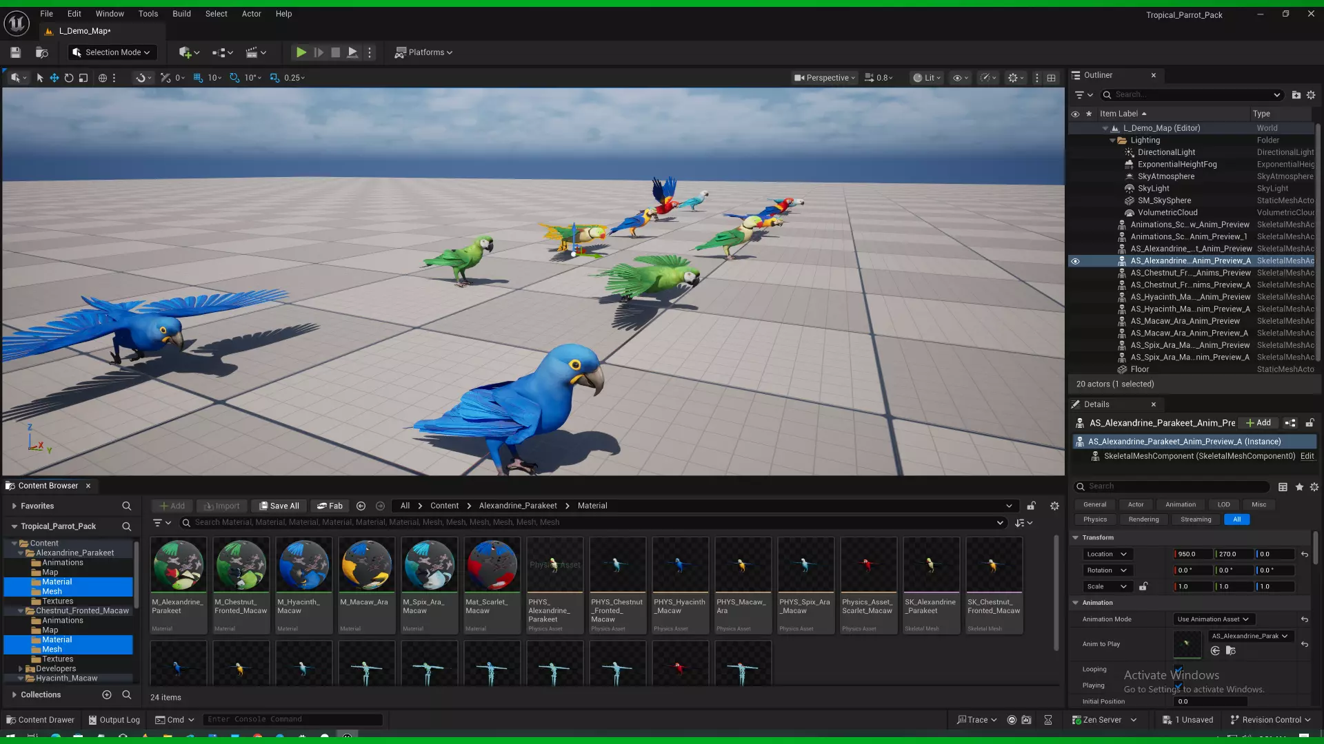 Tropical Parrots Birds Pack 3D Model Collection_7