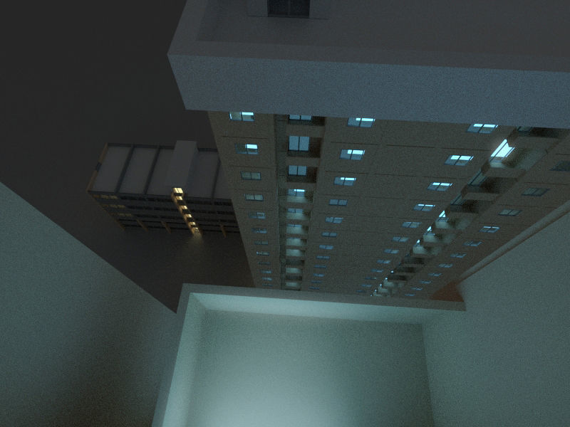 Building 1 high rise at night 3D model_4