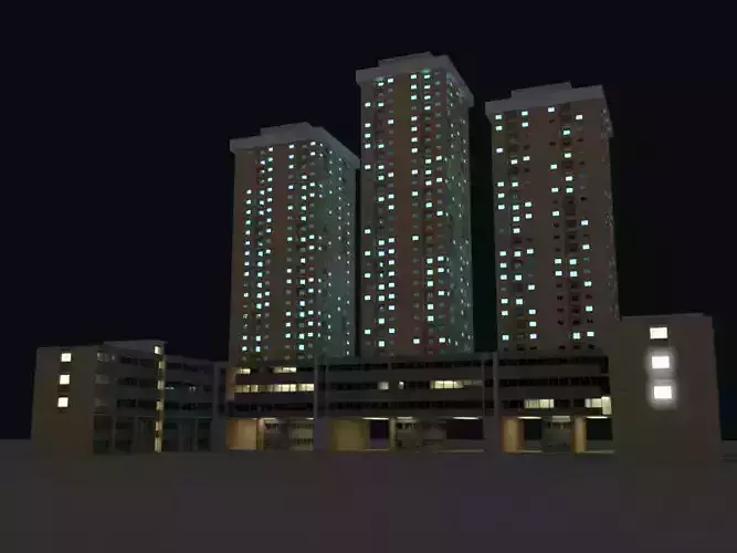 Building 1 high rise at night