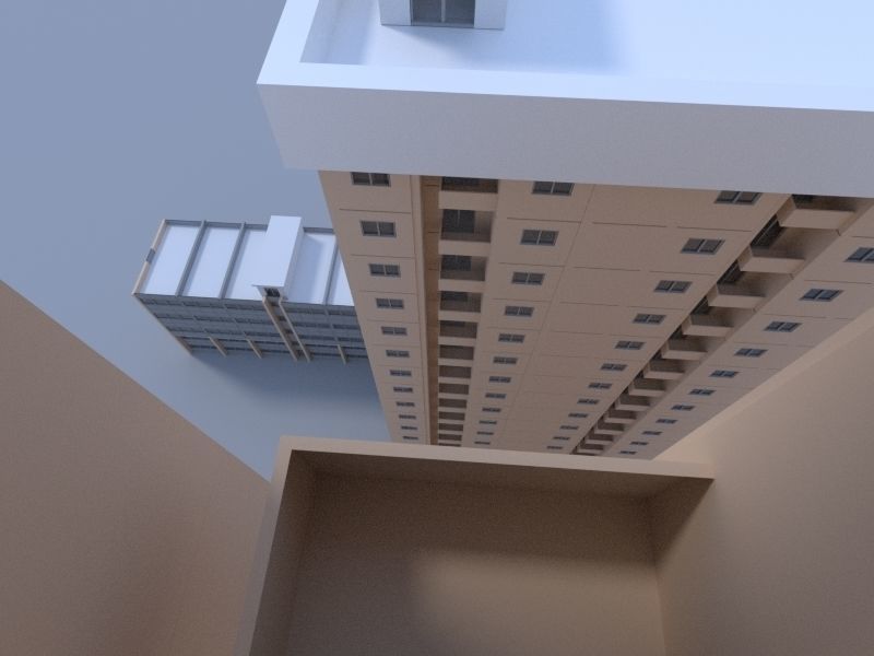 Building 1 high rise at night 3D model_5