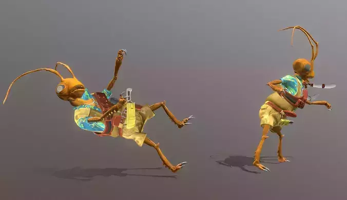 Brown Ants Shots Kill By Knife Fbx  Png