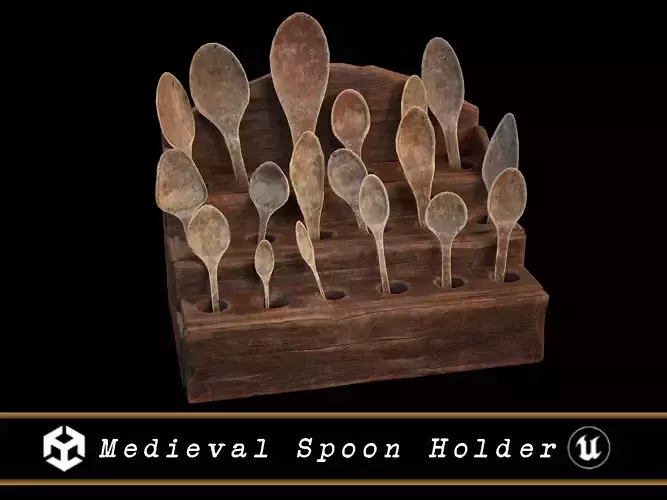 Medieval Spoon Holder Low-poly 3D model