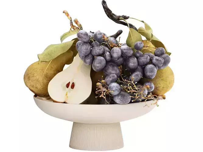 bowl of pearls and black grapes