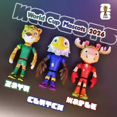 2026 World Cup Mascot Pack - Flexi - Clutch - Zayu - Maple 3D print model