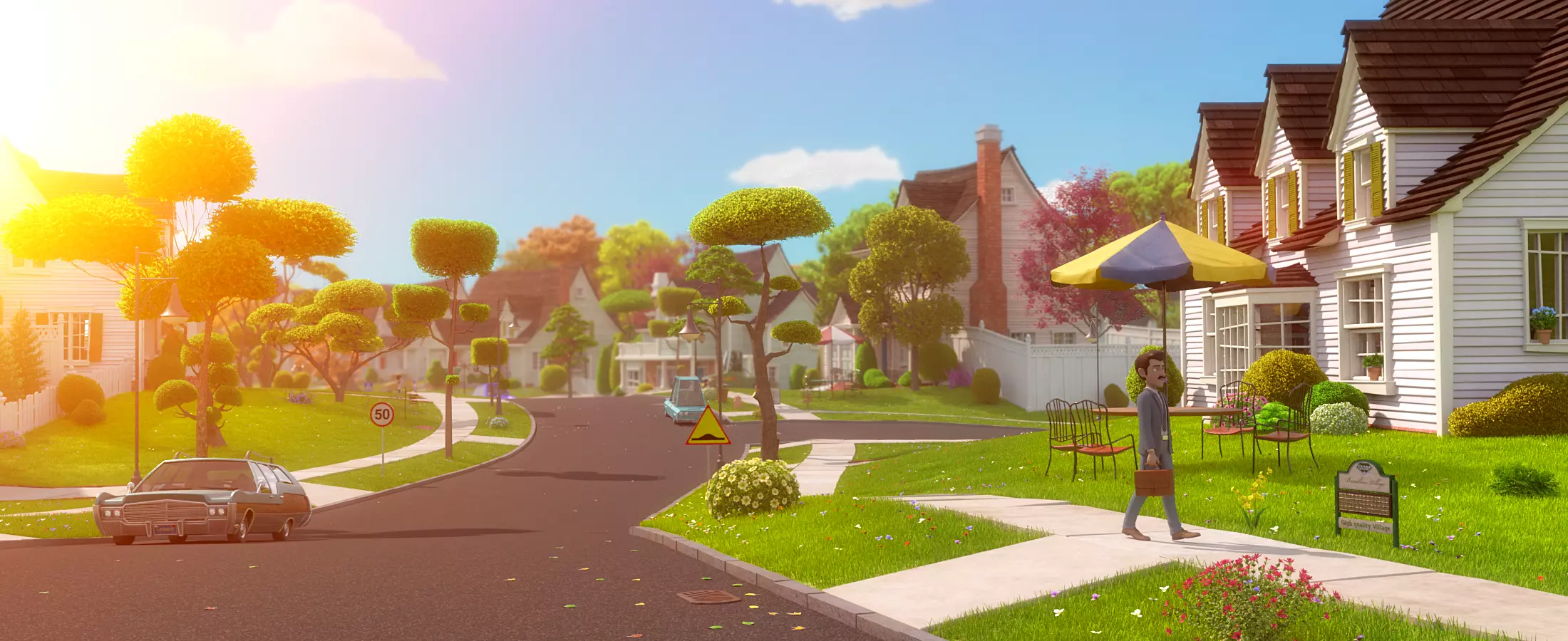 Cartoon Village Town Home City 3D model_5