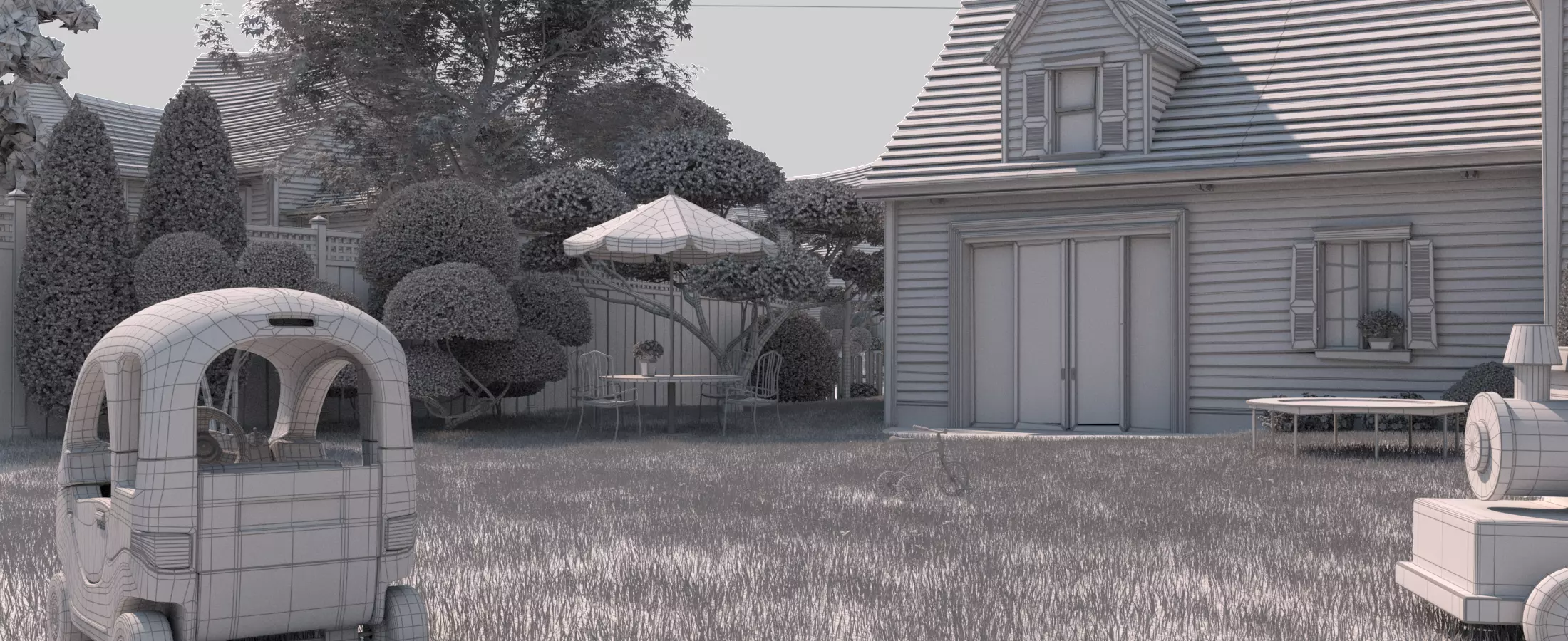 Cartoon Village Town Home City 3D model_51