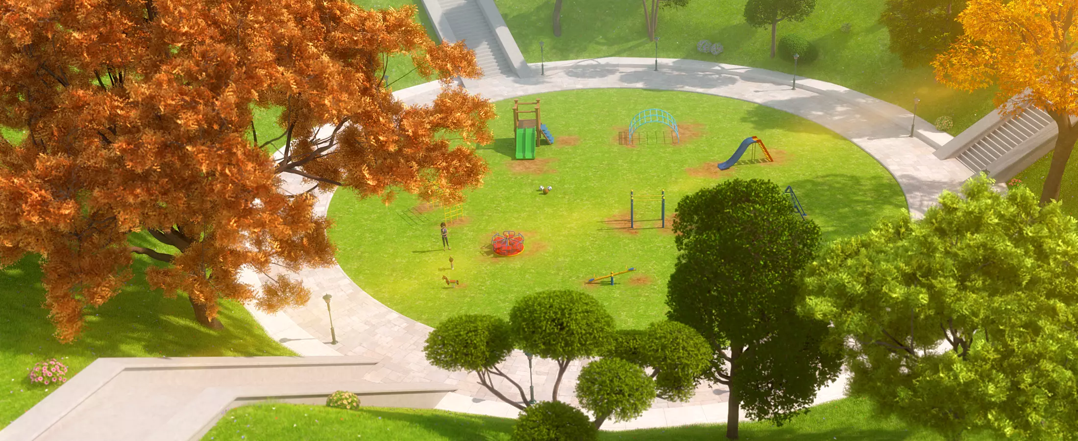 Cartoon Village Town Home City 3D model_12