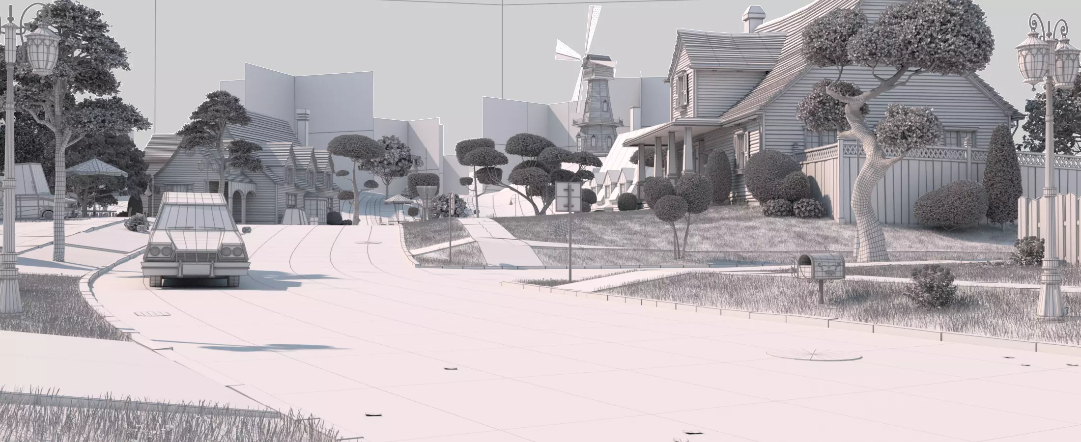 Cartoon Village Town Home City 3D model_48