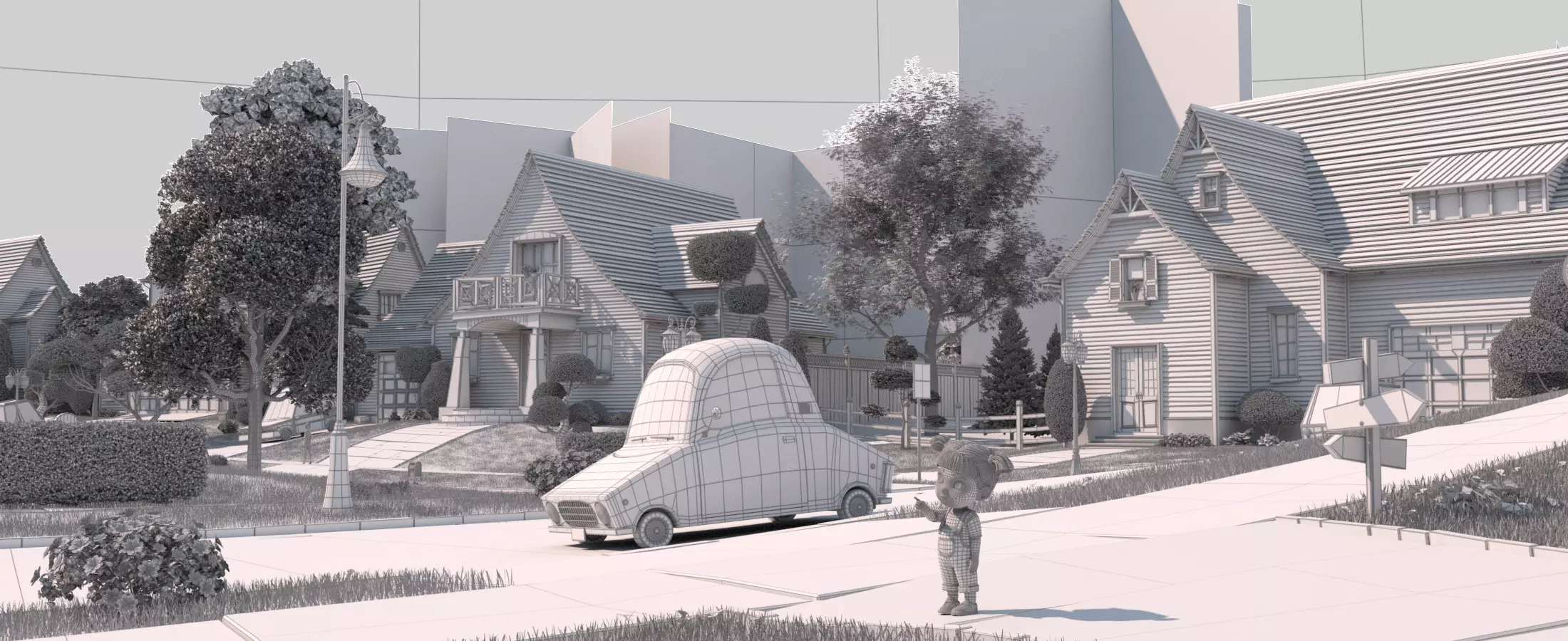 Cartoon Village Town Home City 3D model_55