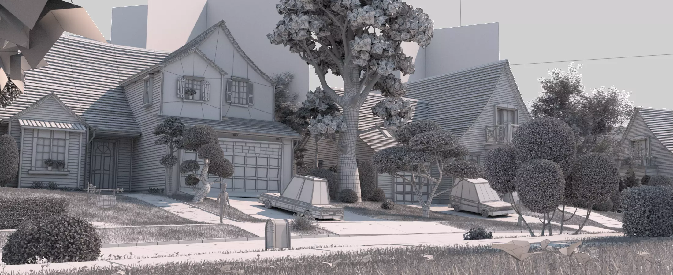 Cartoon Village Town Home City 3D model_46