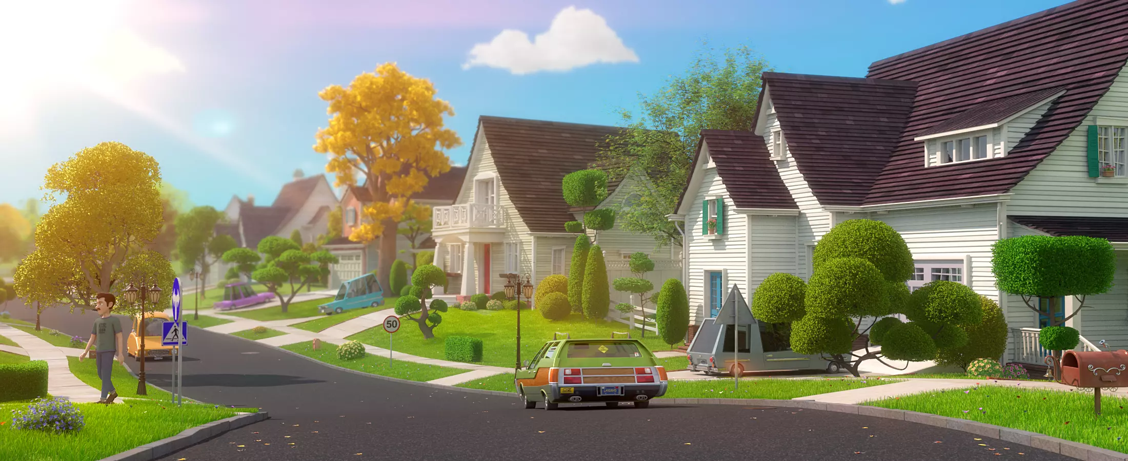 Cartoon Village Town Home City 3D model_6