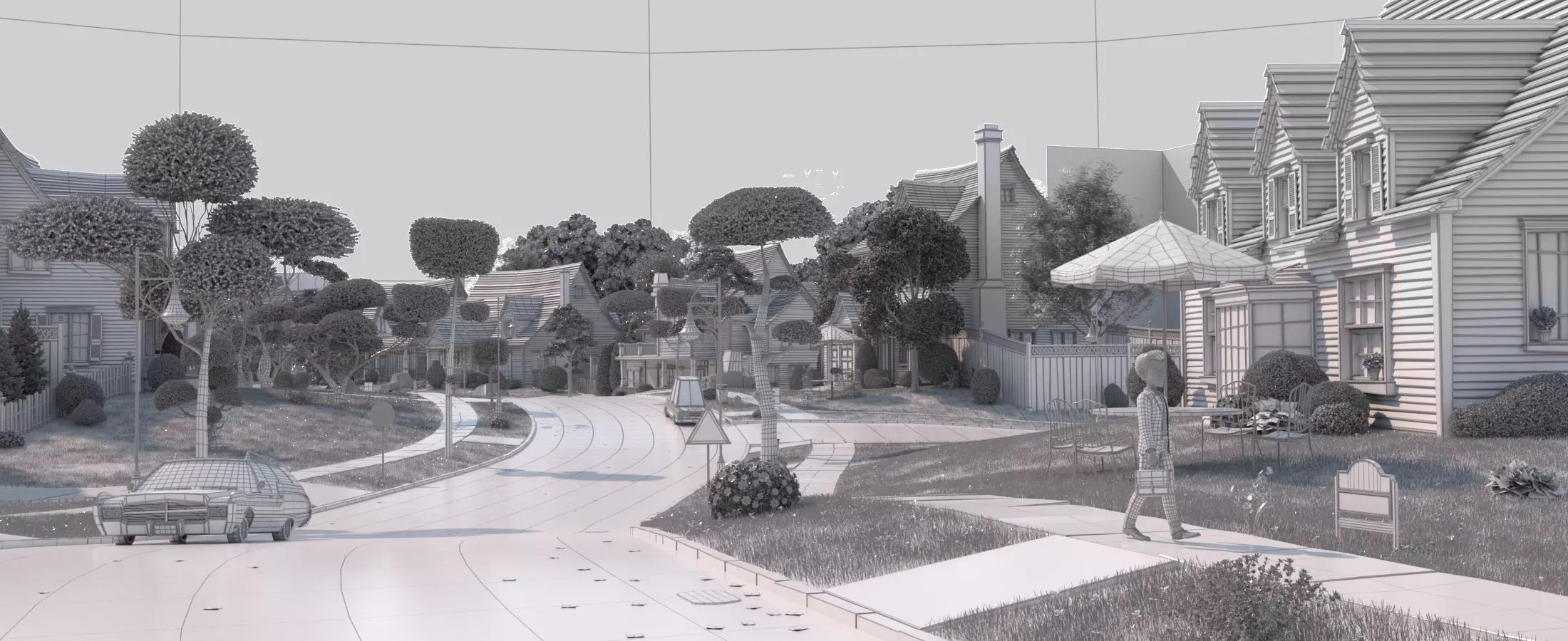 Cartoon Village Town Home City 3D model_29